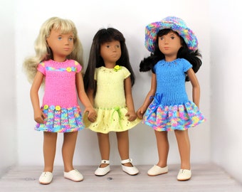 Knitting Pattern for Three Dresses and Hat for Sasha Dolls (16"- 17"). PDF Knitting Pattern. Easy to knit.