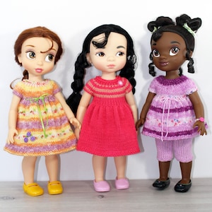 Knitting Pattern for  Two Dresses, Top and Capri Pants for Animator dolls (16&quot;). Clothes for dolls. Knitting for doll.