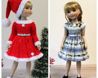 Knitting Pattern for Holiday Dresses and Hat For Ruby Red Fashion Friends dolls (14,5")Digital download