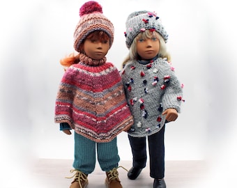 Knitting Pattern for Sasha Dolls (16"- 17"). PDF Knitting Pattern for poncho and hat. Instant download.