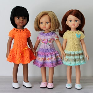 Knitting Pattern for Three Summer Dresses  For Paola Reina and similar Dolls (13&quot;)
