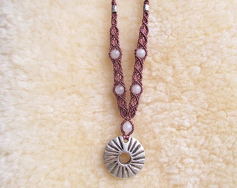 Needle-woven Osiris necklace with Czech glass beads and steel chain