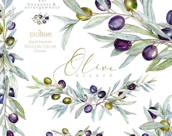 Watercolor olive clipart, greenery, foliage, leaf, olive wreath, olive branch, bouquets, rustic invites, wedding Invitations, bridal, laurel