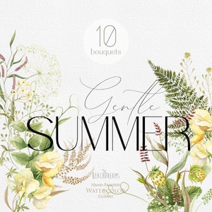 Flores Silvestres Aquarela Floral Clipart Plantas Wild Herbal Clip Art Primavera Verão Prado Ervas Flores Buquês Gráficos De Casamento Botânico PNG
