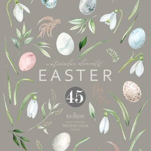 Easter Spring Watercolor Clipart, Snowdrop Floral, Eggs Clip Art ...