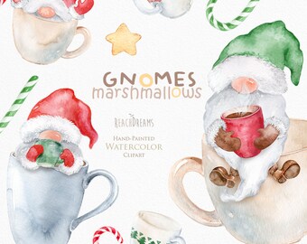 Christmas Gnomes, Marshmallows, Cocoa gnome, Coffee, Nordic gnomes, gifts, holiday, xmas cards, gnome png, holiday gnomes, mug, cups, cute