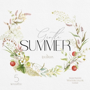Flores Silvestres Aquarela Floral Clipart Coroas De Casamento Plantas De Ervas Selvagens Clip Art Primavera Verão Prado Ervas Flores Gráficos Botânico PNG