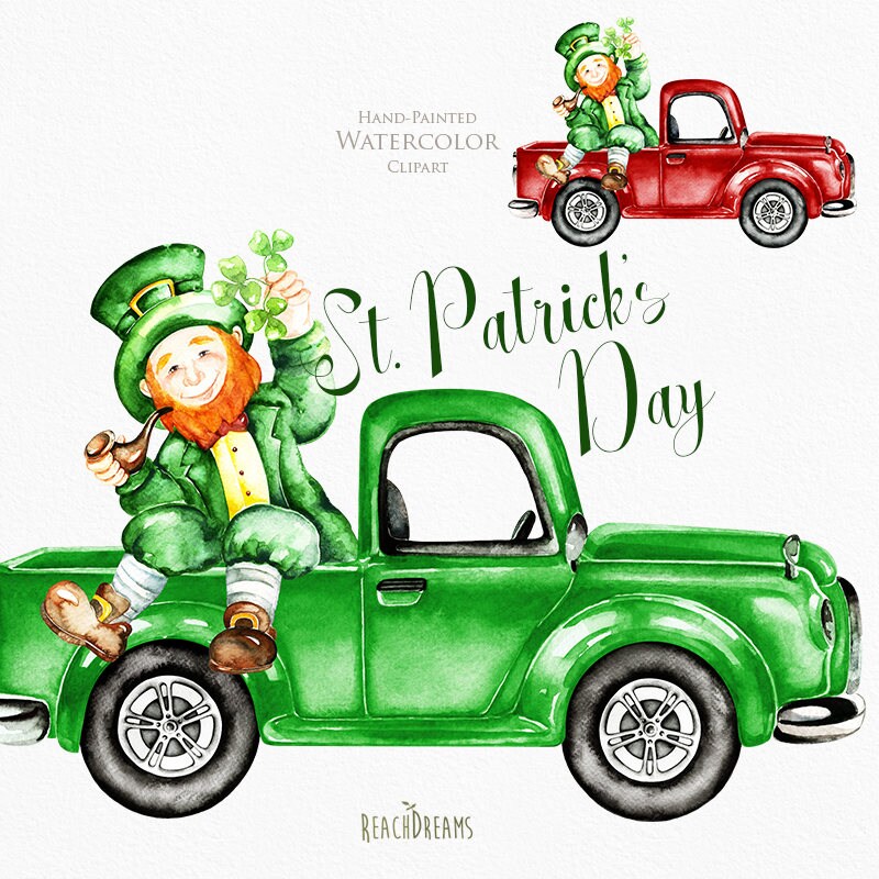 Download St. Patricks Day Watercolor Clipart Leprechaun Irish | Etsy