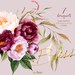 Peonies Flowers Watercolor, Floral elements, Burgundy, Violet, Peach, Botanical, Boho Bouquets, Hand Painted Wedding Clipart, Digital  png 