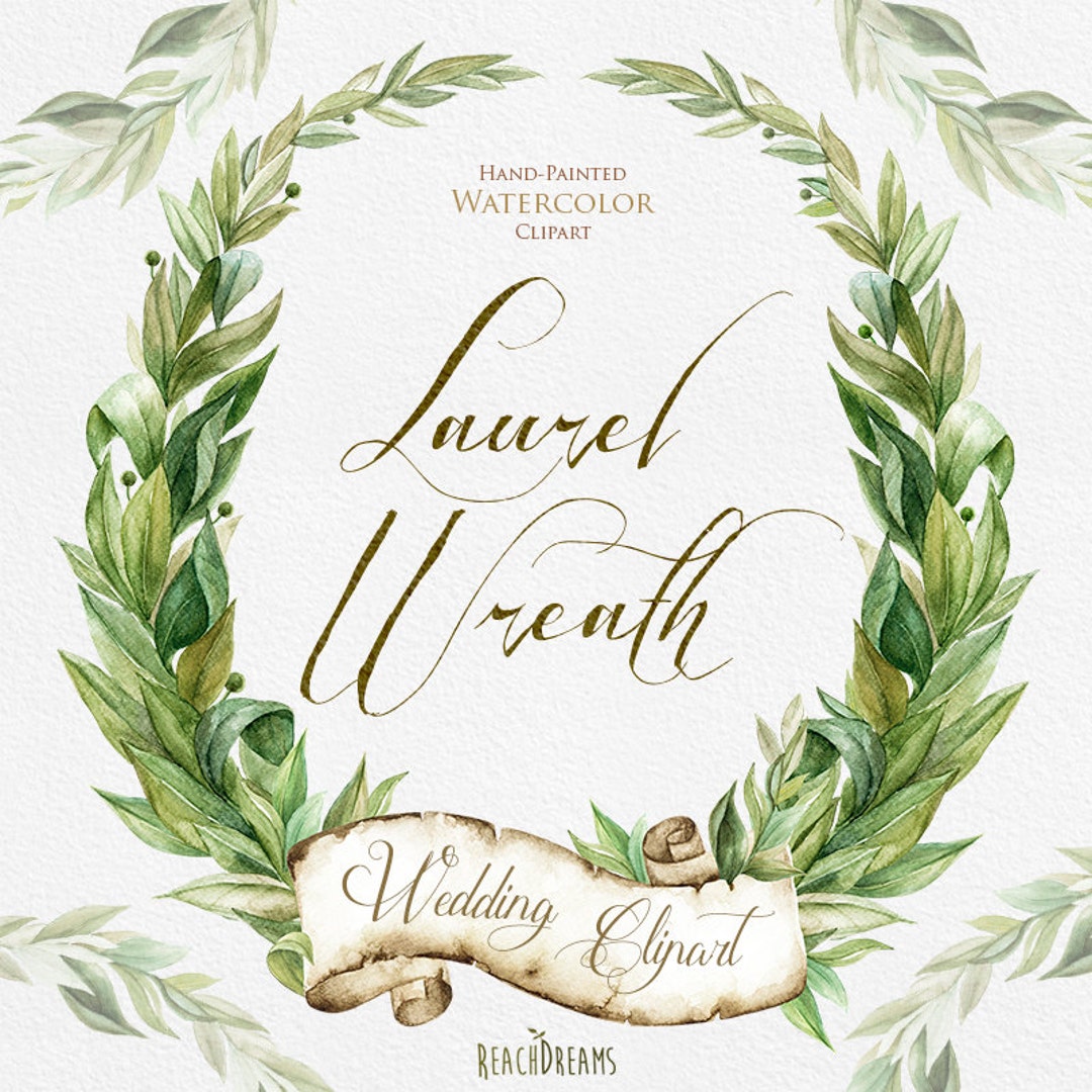 Laurel Wreath, Watercolor Hand Painted Clipart, Wedding Invitation, Green  Leaves, Bay Leaf Wreaths, Individual Files, Greeting Card Download - Etsy  New Zealand, image size:1080x1080