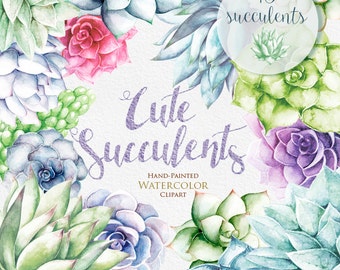 Watercolor Succulents Clipart. Hand Painted Wedding Diy - Etsy