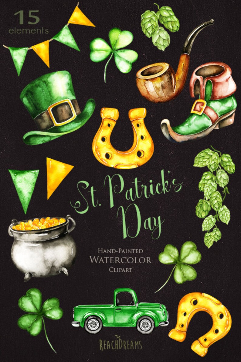 St. Patricks Day Watercolor Saint Patrick's Day Clip art ...