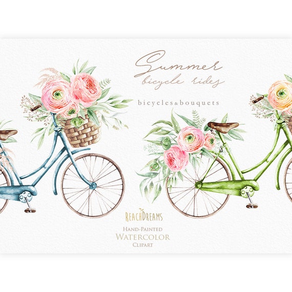 Bicicleta con flores vintage ramos de verano ranúnculo - Etsy México
