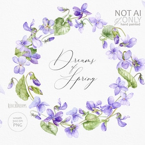 Clipart Floral Violeta, Primavera Viola, Coroa De Flores, Flores Azuis Da Primavera, Flores Roxas, Violetas Em Aquarela, Clipart De Convite De Casamento PNG