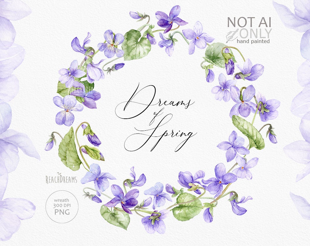 Violet Floral Clipart, Viola Spring, Flowers Wreath, Blue Spring ...