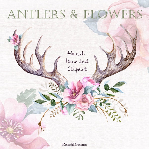 Antlers With Flowers - Etsy