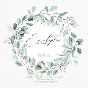 Corona de eucalipto acuarela vegetación hojas de eucalipto clipart follaje verde tropical vegetación botánica clipart boda baby shower verde