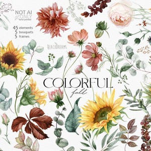 Fleurs d'automne en terre cuite, style bohème, mariage d'automne PNG, herbes sauvages, feuilles, dahlia, eucalyptus, cadres, couronnes, éléments clipart, bohème
