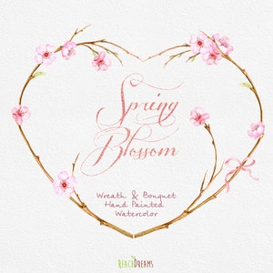 Frühling Kranz & Blumen Blumen Clipart. Handbemalte Aquarell, Hochzeit, Frühling Blumen, Einladungen, Grüße, Blüte, romantisch, Rahmen