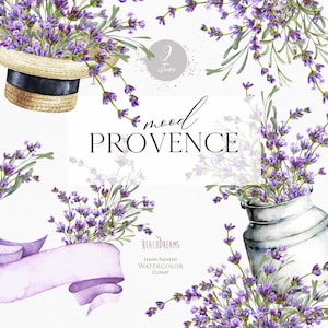 Lavendel Aquarell Floral Provence Violett Blumen Hochzeit Einladung Aquarell Clipart Sublimation Design Bauernhof Dorf Boho Romantisch PNG