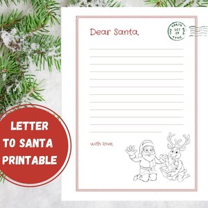 Simple Letter to Santa Coloring Page - Printable - DIGITAL DOWNLOAD PDF