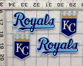 Kansas City ROYALS KC MLB Iron-on  no-sew Fabric Appliques 4pc set Free Shipping