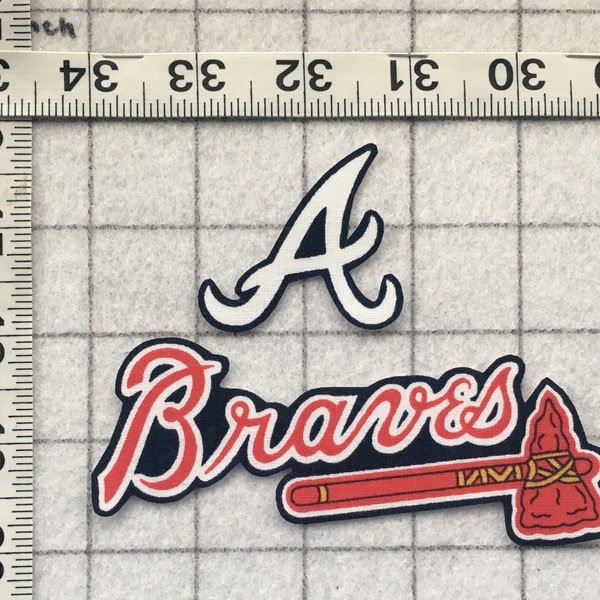 ATLANTA BRAVES MLB Iron-on  no-sew Fabric Appliques 2pc set Free Shipping