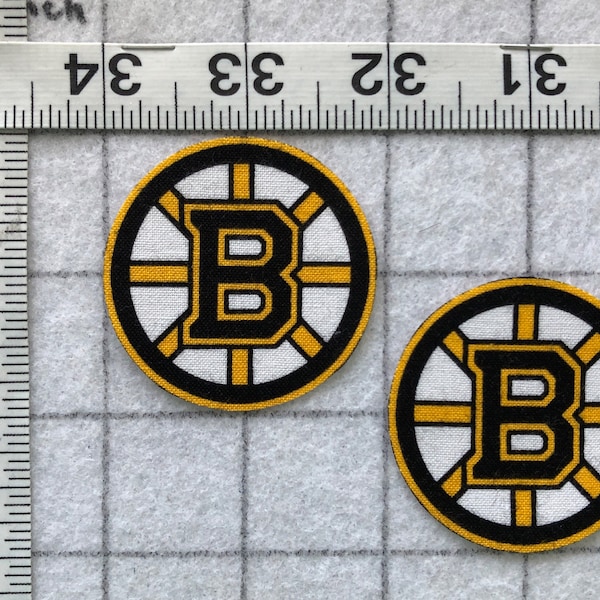 BOSTON BRUINS NHL hockey Logo Iron-on no-sew Fabric Appliques 2pc set  Free Shipping