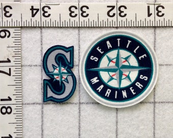 SEATTLE MARINERS MLB Iron-on  no-sew Fabric Appliques 2pc  Free Shipping