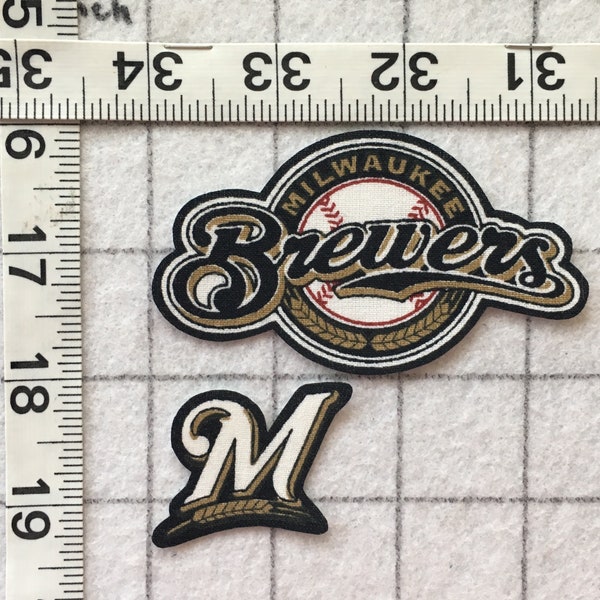 Milwaukee Brewers MLB Logo Iron-on no-sew Fabric Appliques 2pc  Free Shipping