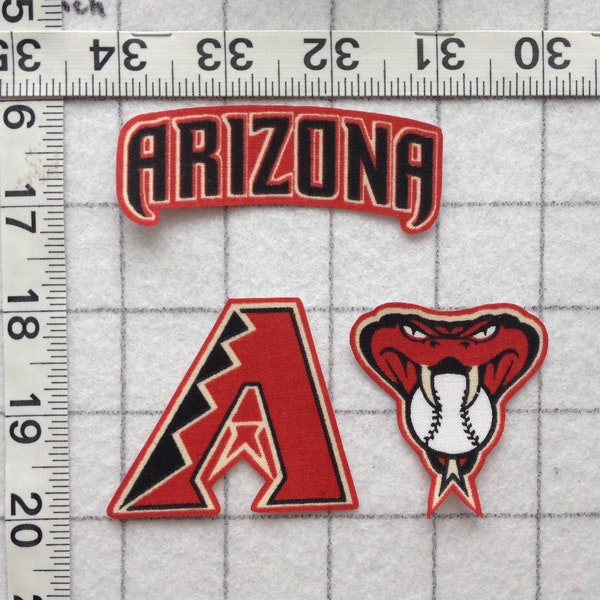 ARIZONA DIAMONDBACKS Dbacks MLB  Iron-on  no-sew Fabric Appliques 3pc   Free Shipping