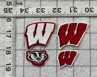 University of Wisconsin Badgers Iron-on  no-sew Fabric Appliques 4pc  Free Shipping