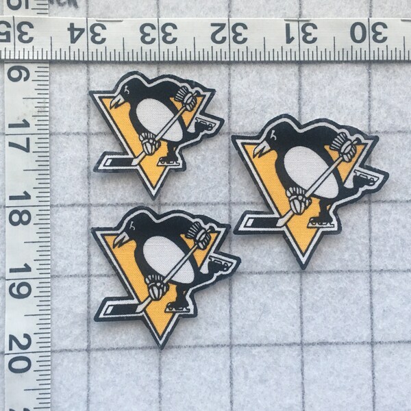 Pittsburgh Penguins NHL hockey Logo Iron-on no-sew Fabric Appliques 3pc set  Free Shipping