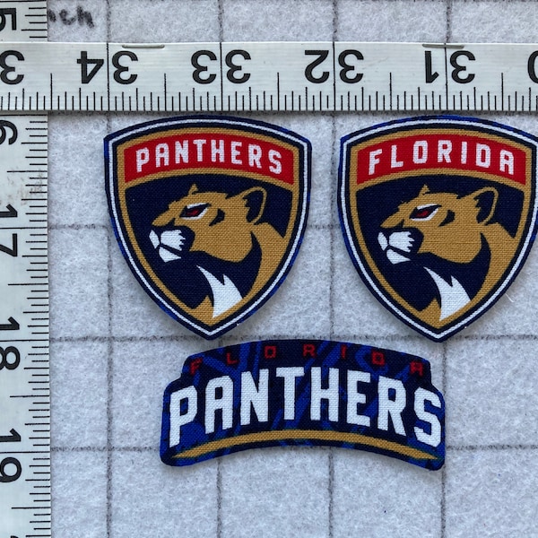Juego de 3 piezas de apliques de tela sin costuras con logotipo de hockey de la NHL de los FLORIDA PANTHERS Envío gratis