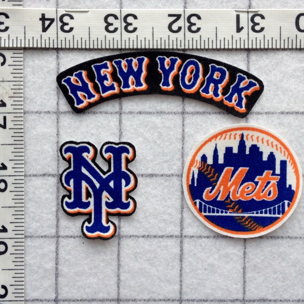 New York METS MLB Iron-on  no-sew Fabric Appliques 3pc set  Free Shipping