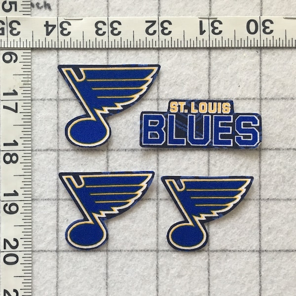 Saint Louis Blues NHL hockey Logo Iron-on no-sew Fabric Appliques 4pc set  Free Shipping