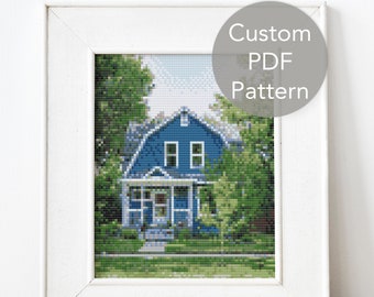 Custom House Cross Stitch Pattern PDF - Personalized Home PDF Pattern, Cross Stitch Design of Your Home, Housewarming Gift, New Home Gift