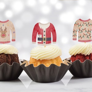 Motif Tacky Ugly Sweater Cupcake Toppers (Set of 12)