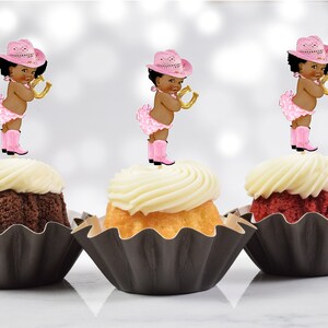 Western Cowgirl Baby Shower Cupcake Toppers (Set of 12) CG01B
