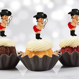 Western Cowgirl Baby Shower Cupcake Toppers (Set of 12) RB01L