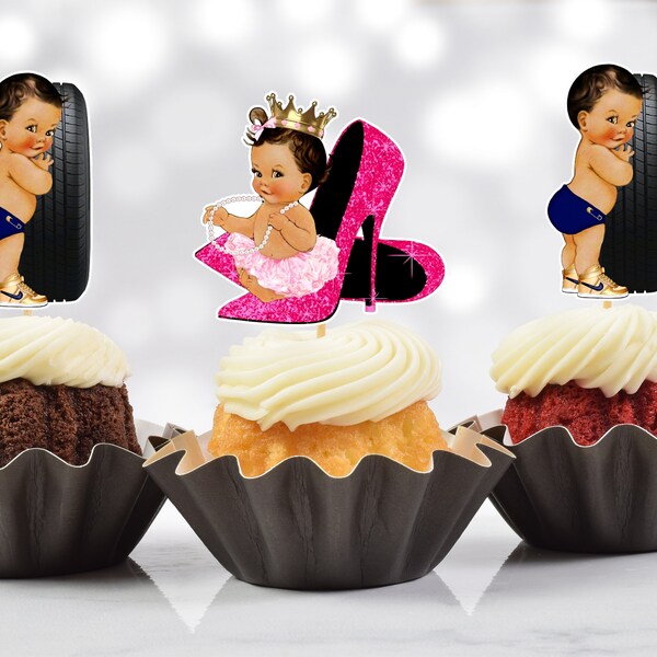 Wheels or Heels Cupcake Toppers (Set of 12) HP01L