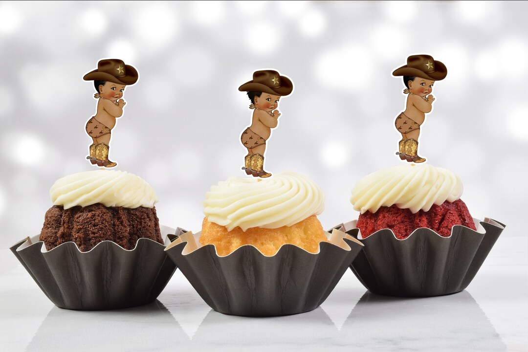 Little Cowboy Baby Shower Cupcake Toppers Its A Cowboy Etsy