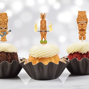 Tribal Hawaiian Luau Party Cupcake Toppers (Set of 12) HTL02