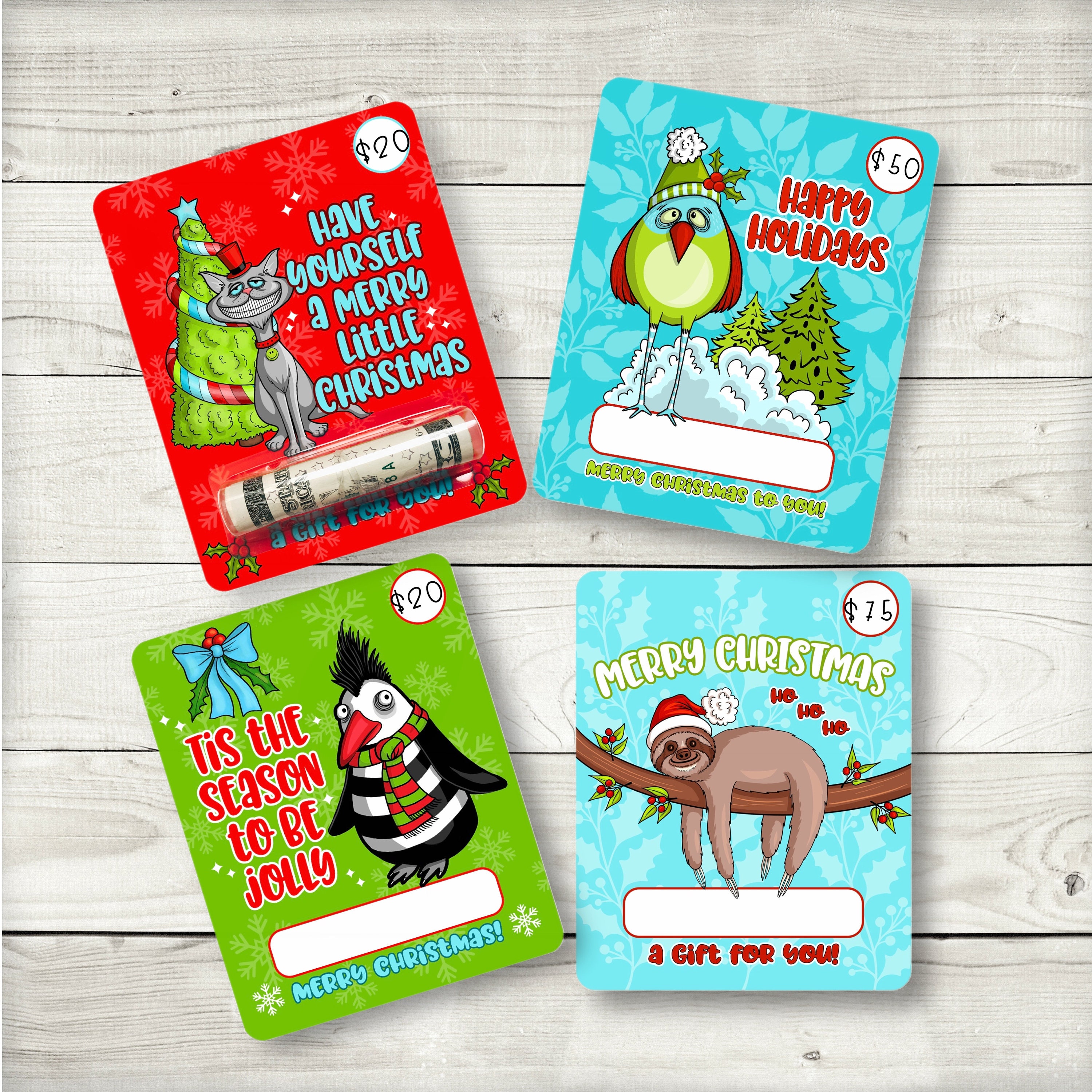 Funny Christmas Money Holder Card - You Sleighed It Gift Card Holder With Black Santa