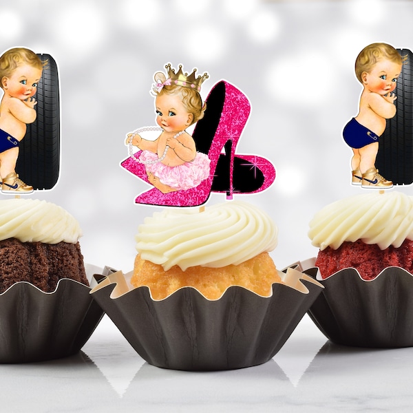 Wheels or Heels Cupcake Toppers (Set of 12) HP01W