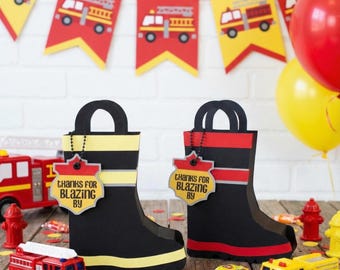 Fireman Boot Party Bag: Firefighter Birthday Favor| Set of 12