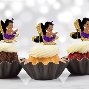 Purple Heels Cupcake Toppers (Set of 12)