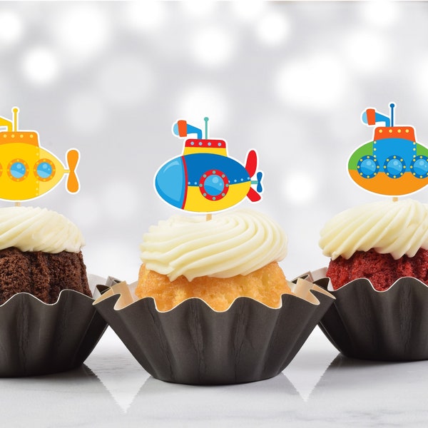 Submarine Party Cupcake Toppers (Set of 12)