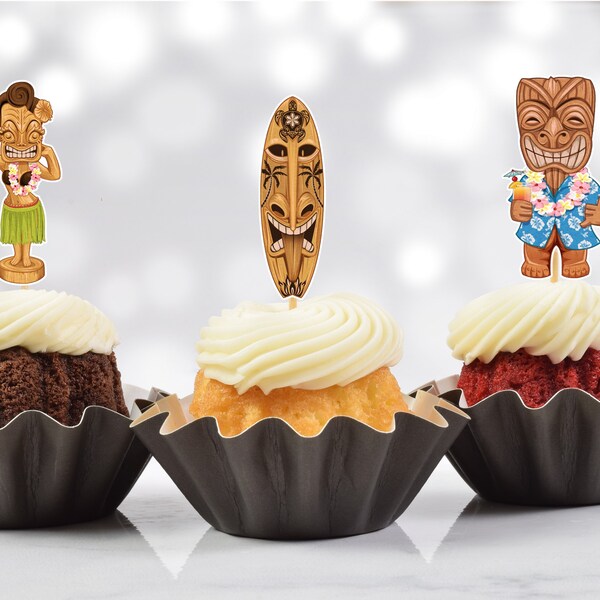Luau Cupcake Toppers Etsy