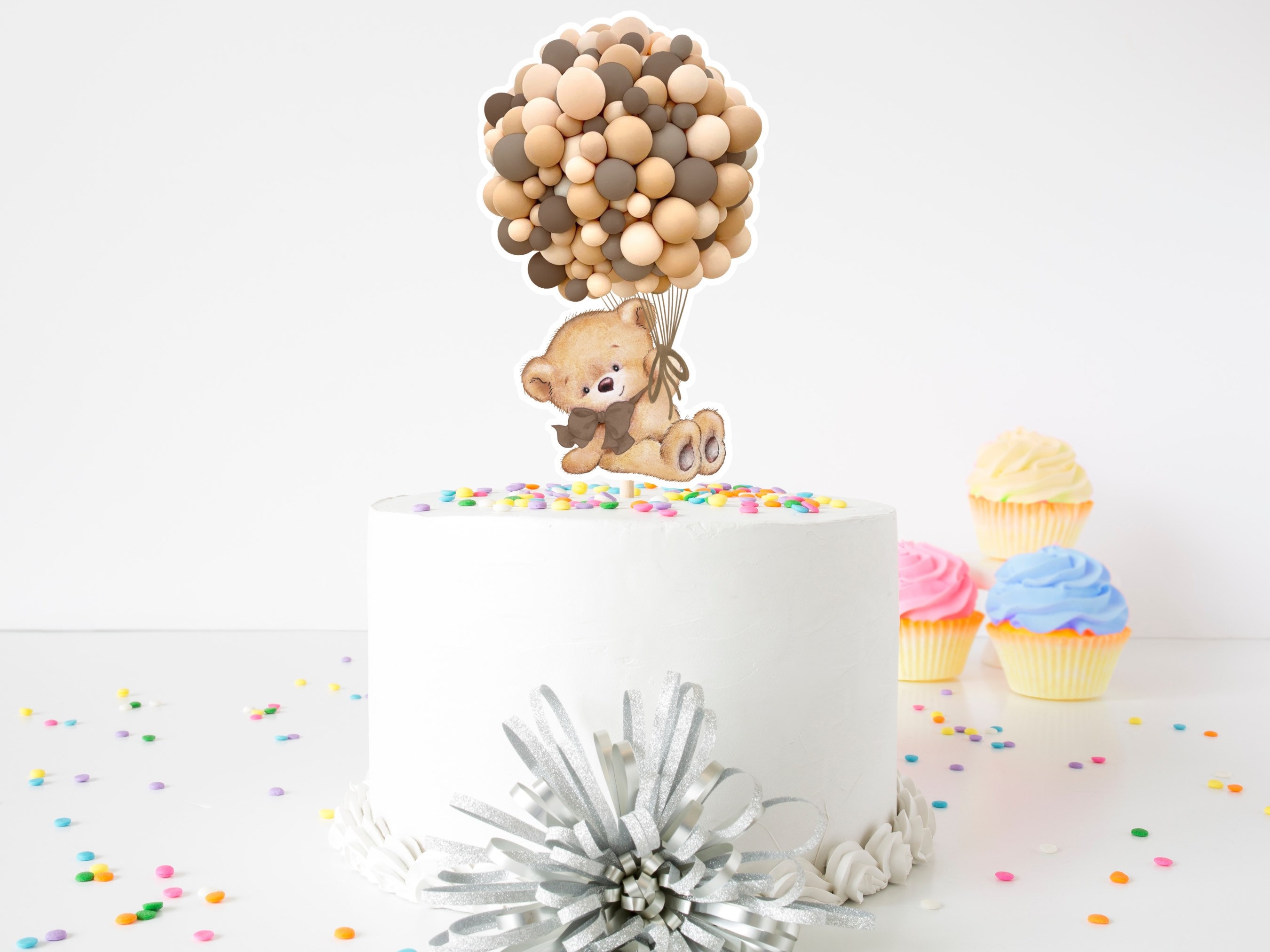Bear Baby Shower Cake Topper: Brown & Tan Balloon Theme - Etsy
